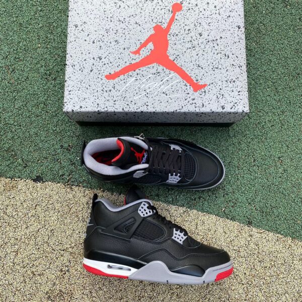 AJ4 black and red leather special edition ljr produced "Bred Reimagined" FV5029-006 - Image 7