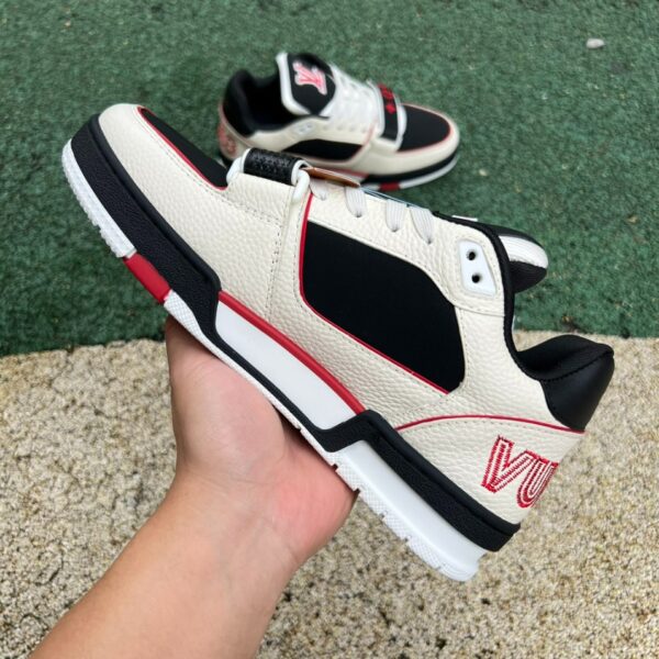LV Trainer Beige Black Red Velcro LOUIS VUITTON Trainer - Image 5