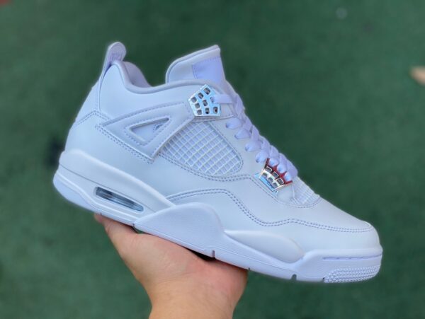 AJ4 silver cut piece pure original ⚡️Pure Money  silver sneakers 408452-308497-100 - Image 4
