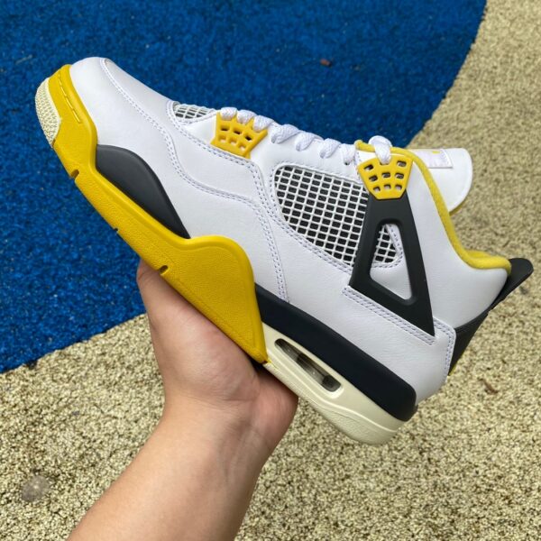 AJ4 White Orange Yellow mid-top retro basketball shoes AQ9129-101 - Image 11