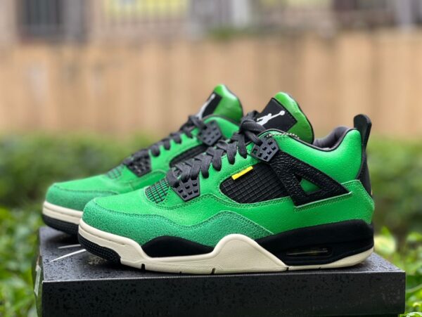 AJ4 duck black and green Air Jordan 4 Manila Manila retro basketball shoes black and green