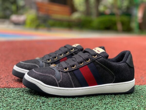 Gucci black Red Denim Round Toe