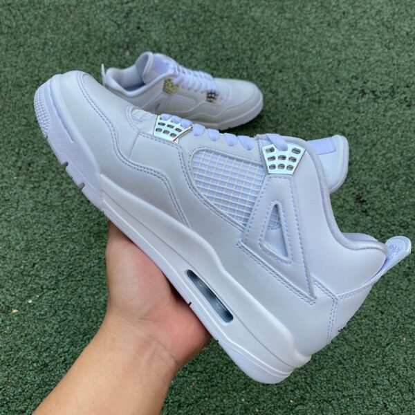 AJ4 silver cut piece pure original ⚡️Pure Money  silver sneakers 408452-308497-100 - Image 9