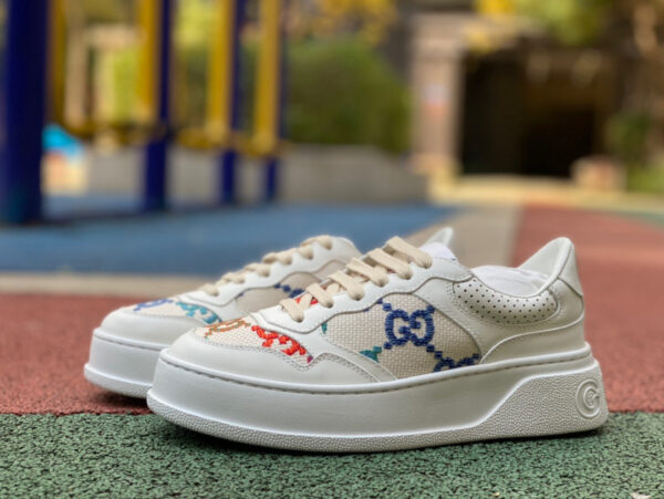 Gucci Thick-Soled White Embroidered