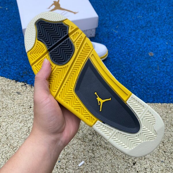AJ4 White Orange Yellow mid-top retro basketball shoes AQ9129-101 - Image 9