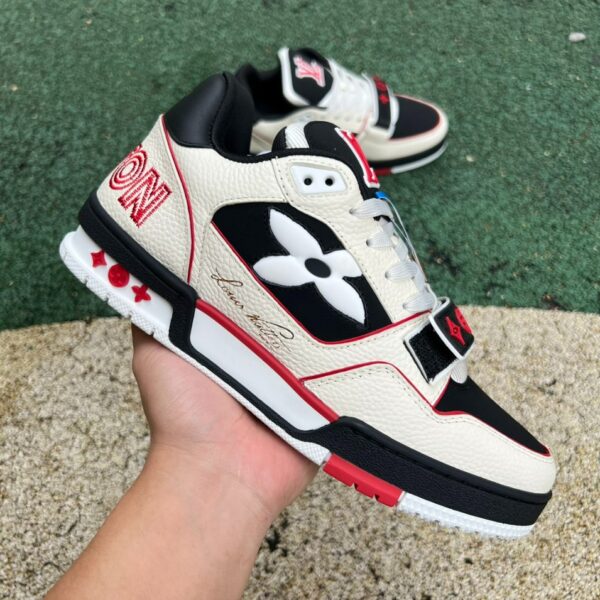 LV Trainer Beige Black Red Velcro LOUIS VUITTON Trainer - Image 3