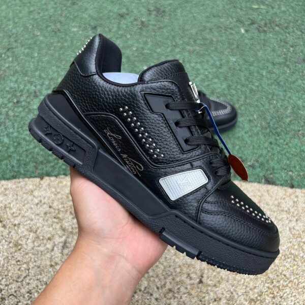 Lv Trainer Black Silver cow leather strappy round toe - Image 8