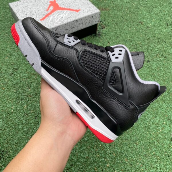 AJ4 black and red leather women's model real shot cut piece black and red mid-top retro basketball shoe 24 years model FV5029-006 - Image 14