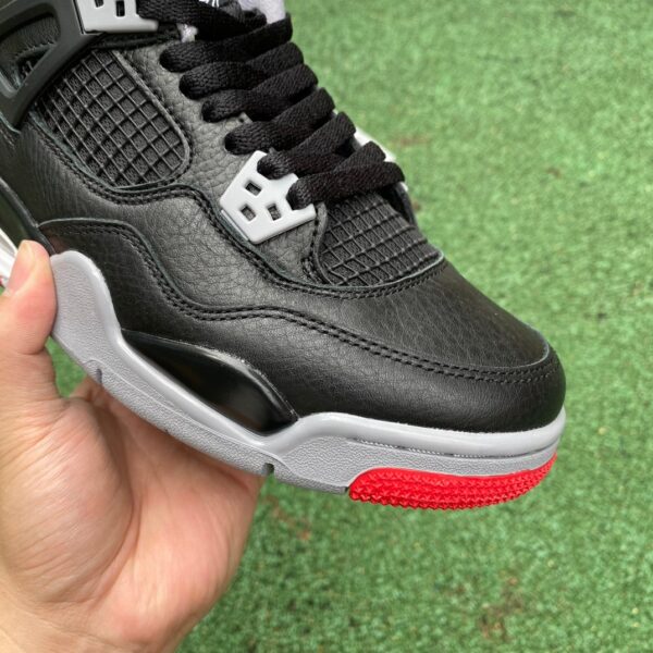 AJ4 black and red leather women's model real shot cut piece black and red mid-top retro basketball shoe 24 years model FV5029-006 - Image 9