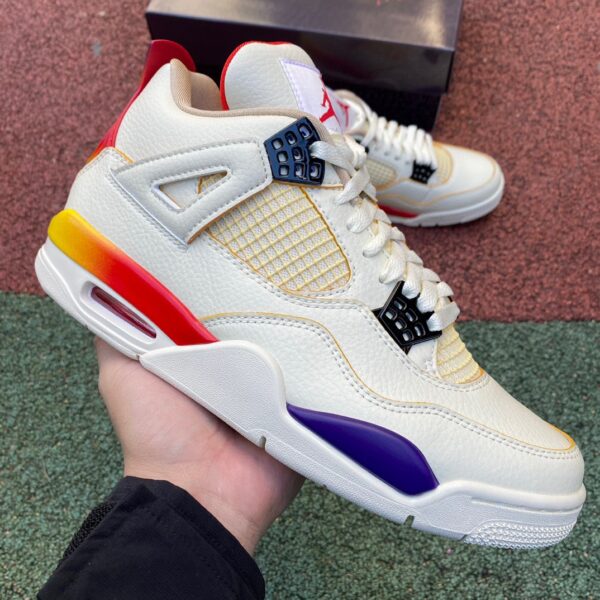 AJ4 White Blue Red Super Bowl Rainbow J Balvin x Jordan Joint Retro Basketball Shoes White Blue Red DG0344-901 - Image 8