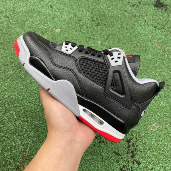AJ4 black and red leather women's model real shot cut piece black and red mid-top retro basketball shoe 24 years model FV5029-006 - Image 5