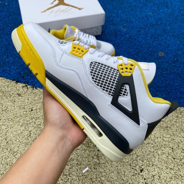 AJ4 White Orange Yellow mid-top retro basketball shoes AQ9129-101 - Image 5
