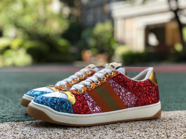 Gucci Low Top Sequined Red And Blue