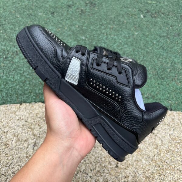 Lv Trainer Black Silver cow leather strappy round toe - Image 6