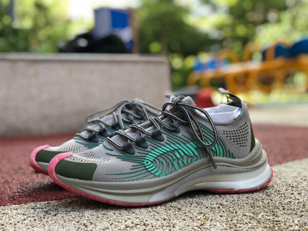 Gucci Running Shoes Gray Pink Green