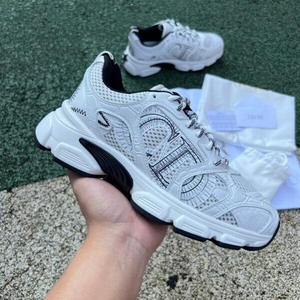 Dior White and Black Chrono round toe lace-up sports running shoes life casual shoes - Image 5