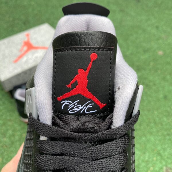 AJ4 black and red leather women's model real shot cut piece black and red mid-top retro basketball shoe 24 years model FV5029-006 - Image 13