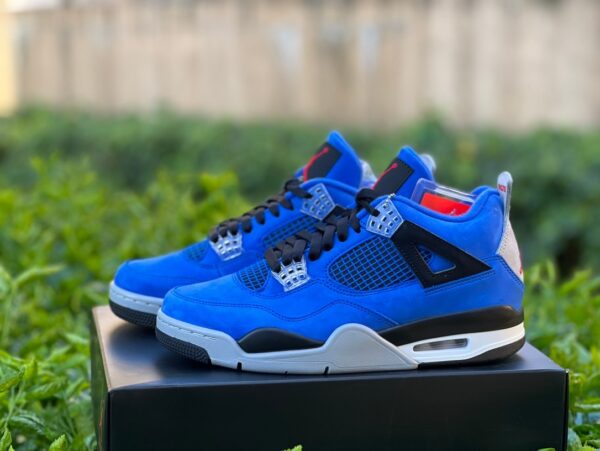 AJ4 blue and black Eminem x Jordan "Encore" low-top retro basketball shoes men's blue and black