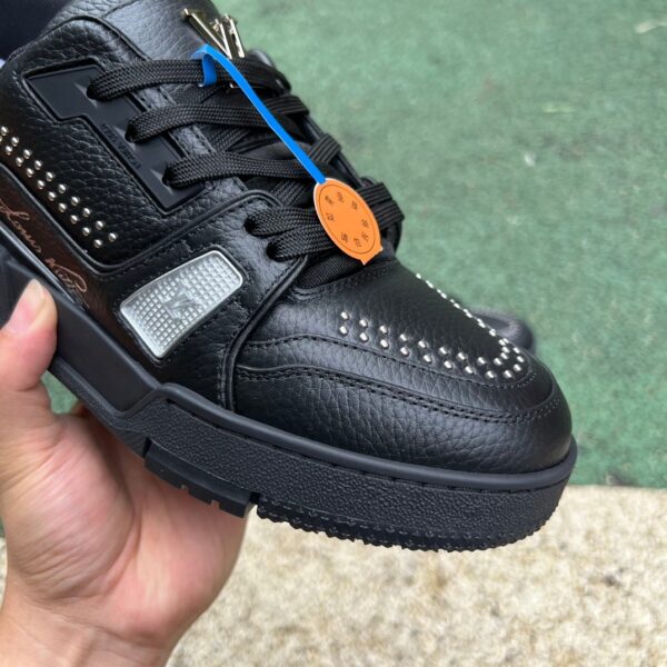 Lv Trainer Black Silver cow leather strappy round toe - Image 5