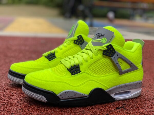 AJ4 Tennis 🎾 Fluorescent Green Air Jordan 4 Tagz Logo DV6773-700