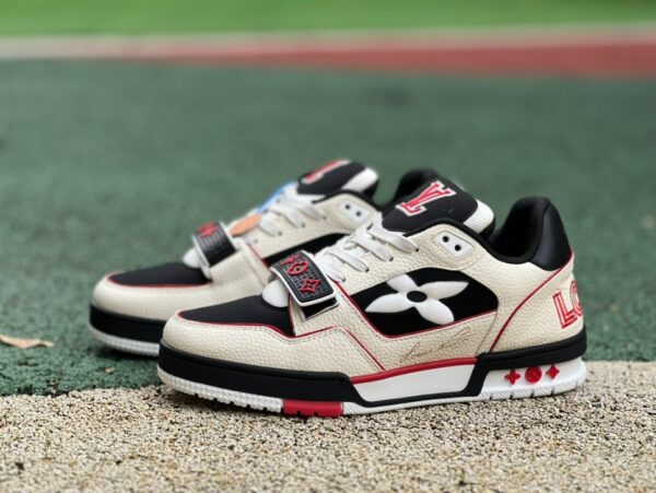 LV Trainer Beige Black Red Velcro LOUIS VUITTON Trainer