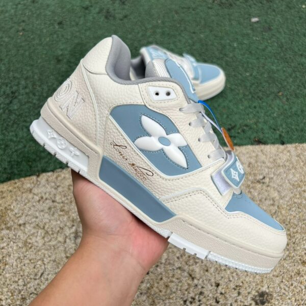 LV Trainer Beige Blue Velcro LOUIS VUITTON Trainer - Image 7