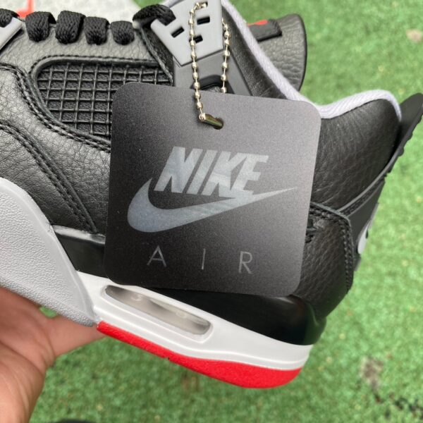 AJ4 black and red leather women's model real shot cut piece black and red mid-top retro basketball shoe 24 years model FV5029-006 - Image 3