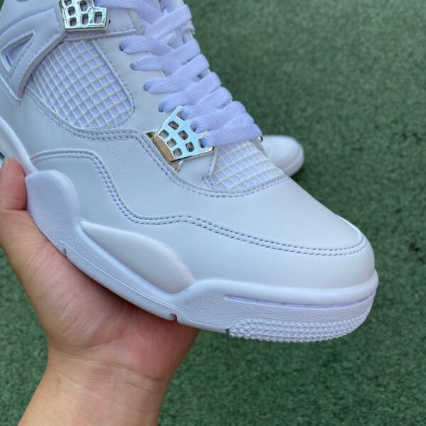 AJ4 silver cut piece pure original ⚡️Pure Money  silver sneakers 408452-308497-100 - Image 8