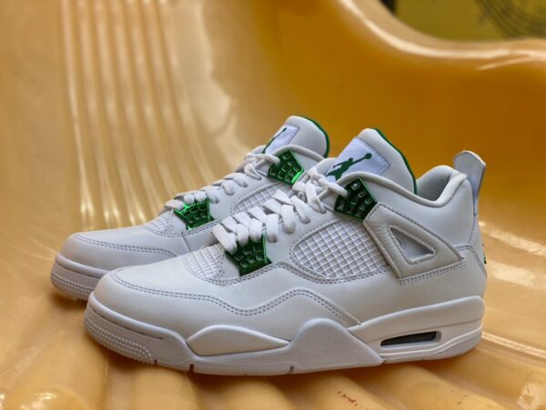 AJ4 white green metal channel original version buckle couple basketball shoes CT8527-113