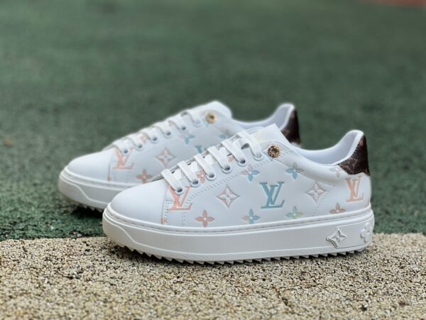 LOUIS VUITTON Time Out Cowhide White Brown Colorful