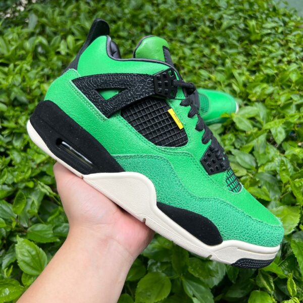 AJ4 duck black and green Air Jordan 4 Manila Manila retro basketball shoes black and green - Image 3