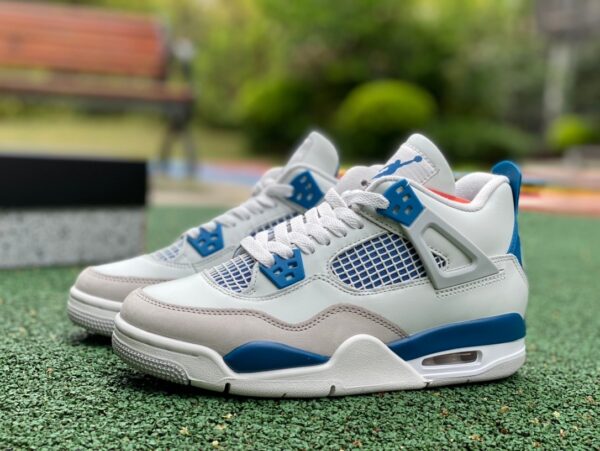 AJ4 white and blue women's model real shot cut piece 2024 version retro basketball shoes FV5029-141