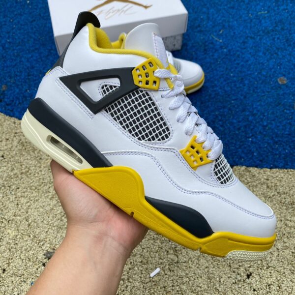 AJ4 White Orange Yellow mid-top retro basketball shoes AQ9129-101 - Image 2