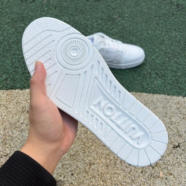Trainer Pure white denim round toe lace-up LV - Image 3