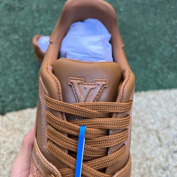 Trainer distressed brown denim round toe lace-up LV - Image 5